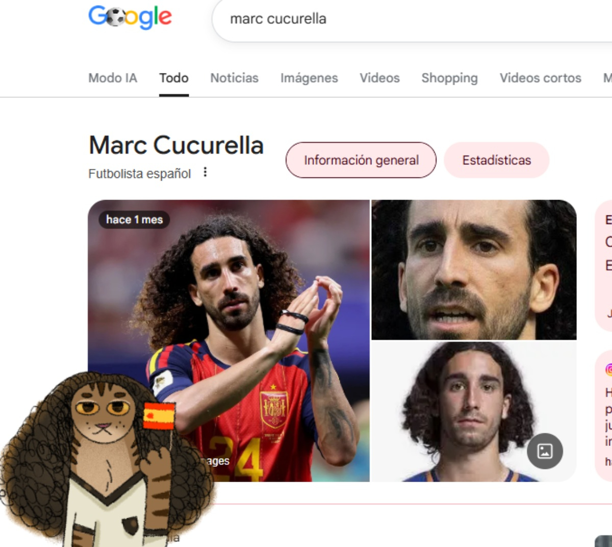 Homenaje a Marc Cucurella en Google.