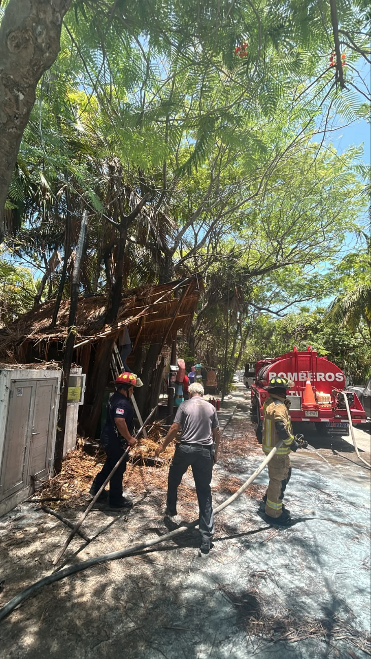 Las llamas afectaron parte de la palapa del establecimiento