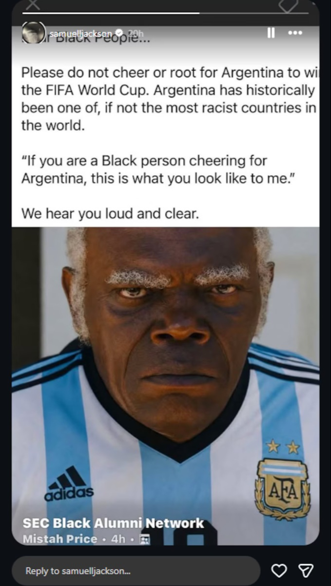 Samuel L. Jackson acusa a Argentina de ser racista.