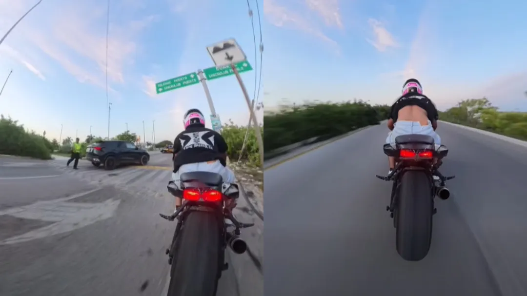 Motociclista graba y presume en video cómo evade un filtro de la SSP en Progreso