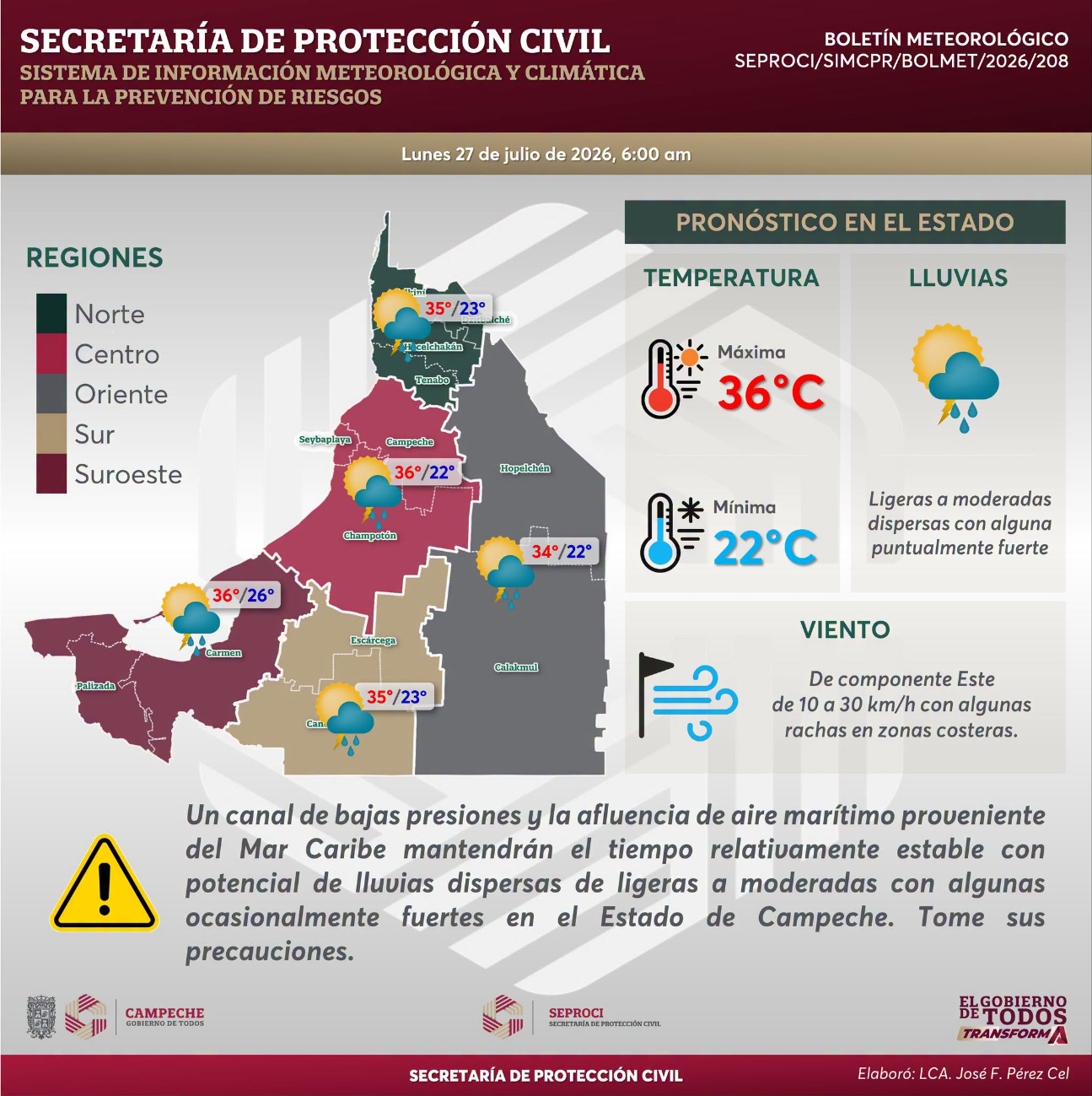 El pronóstico abarca todo el territorio campechano.