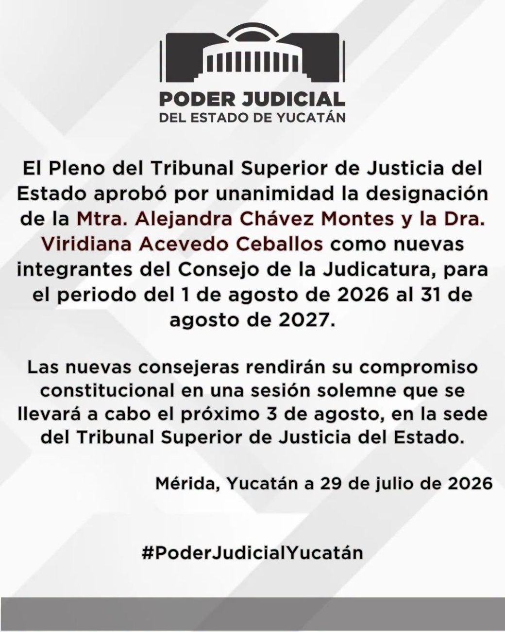 Las nuevas consejeras asumirán funciones el 1 de agosto.