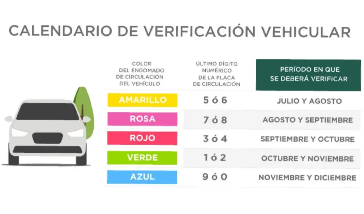 Calendario completo de la verificación vehicular 2026.