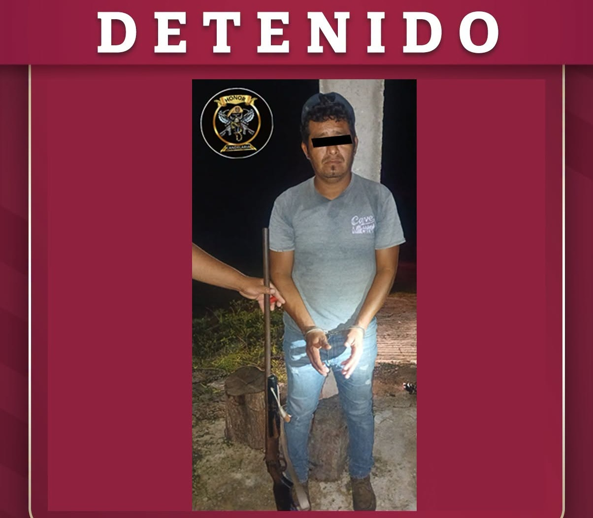 Agentes policiacos detuvieron a un sujeto armado en el poblado de Rancho Pich.