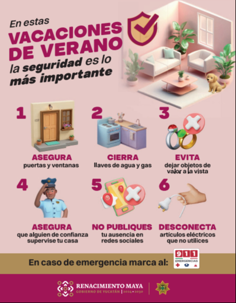 Recomiendan reforzar la seguridad del hogar en Yucatán durante las vacaciones de verano