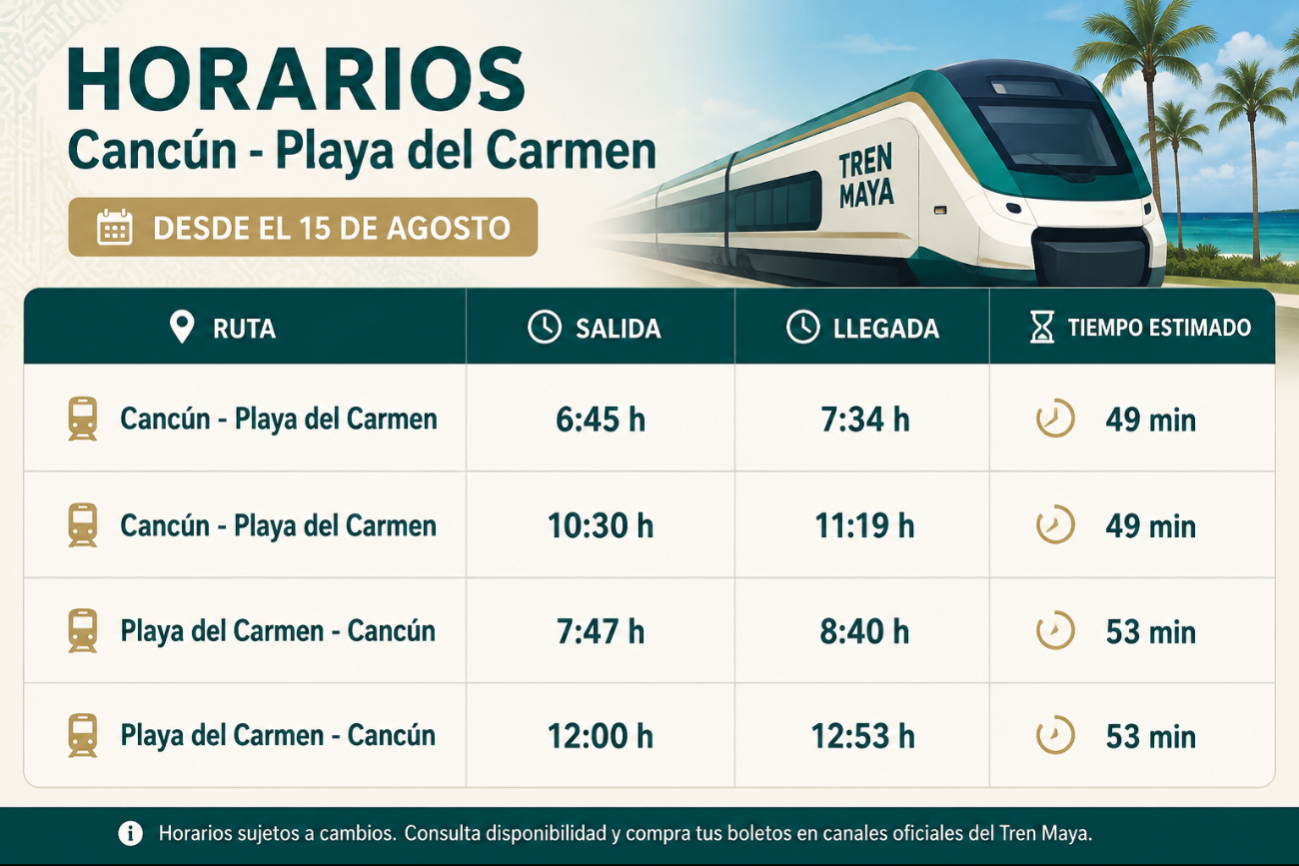 Los precios de los boletos para el tramo Cancún – Playa del Carmen arrancan con tarifas promocionales