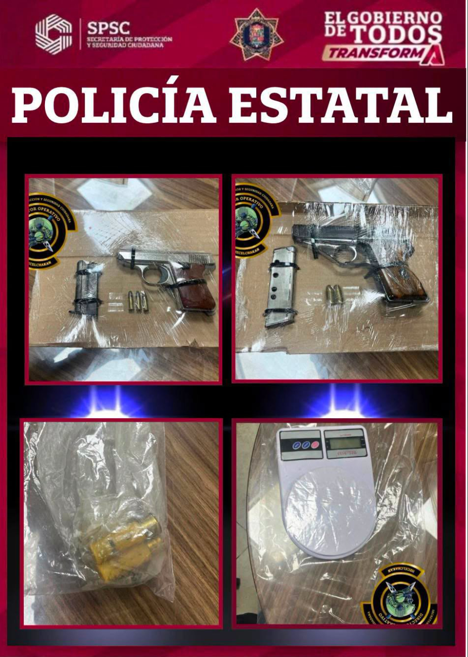 Los agentes aseguraron dos armas de fuego cortas.