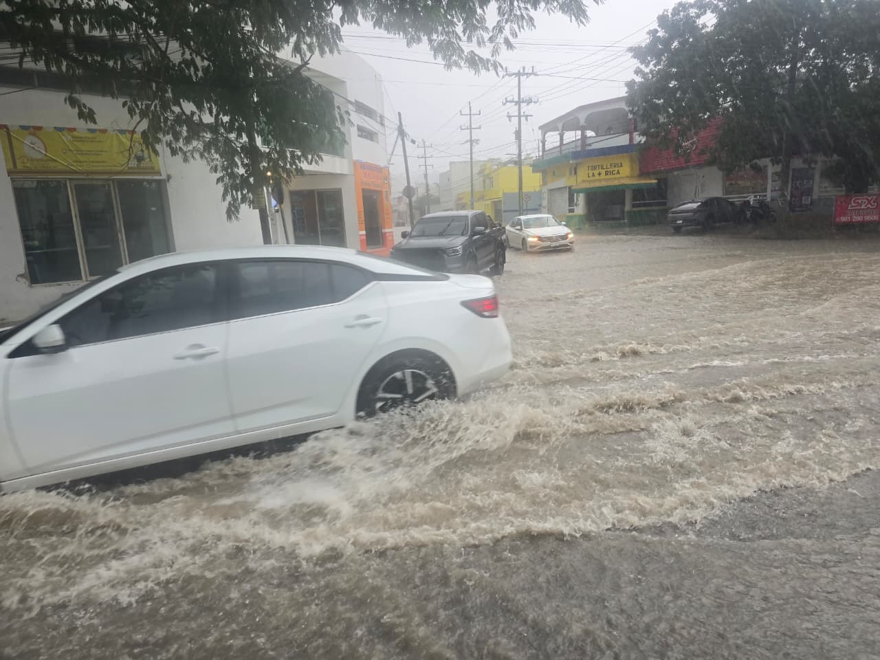 Apagones y daños por tormenta eléctrica en la capital campechana