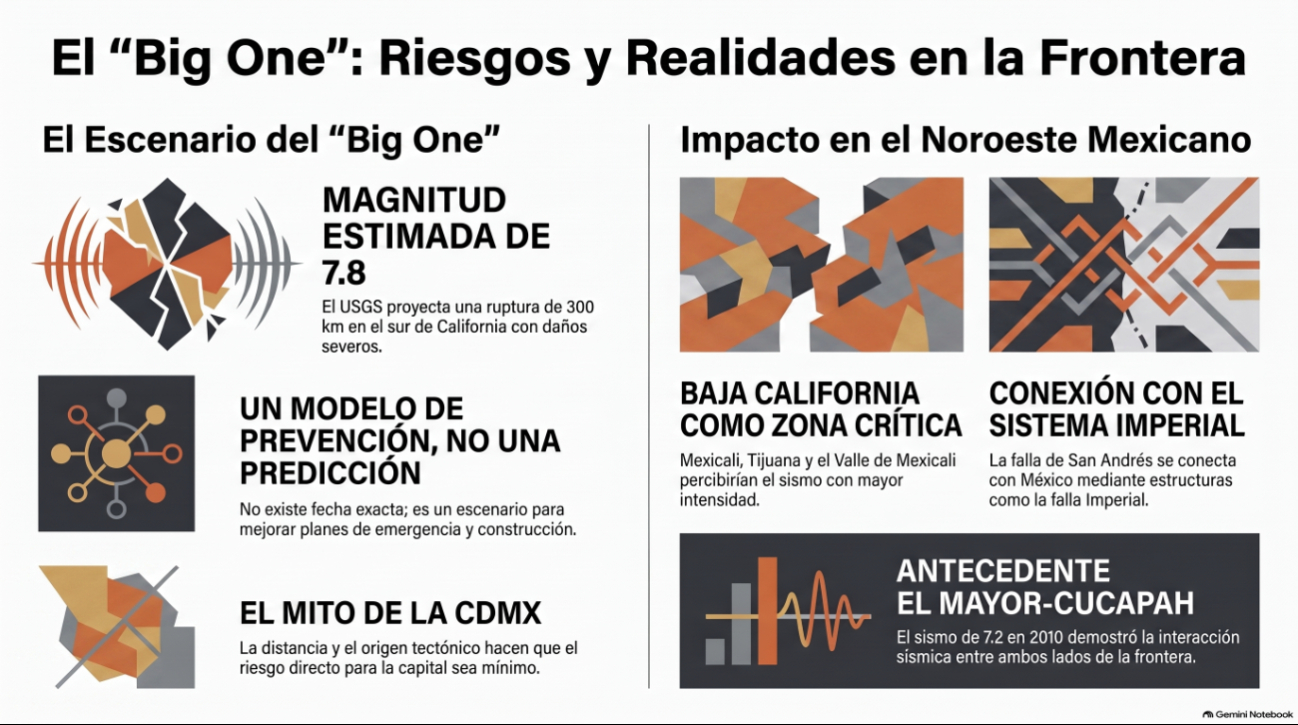 El USGS documenta que estructuras como la falla Imperial cruzan la frontera entre Estados Unidos y México