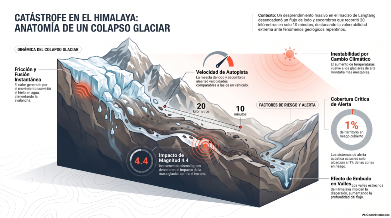Los científicos descartan que el origen haya sido el desbordamiento de un lago glaciar