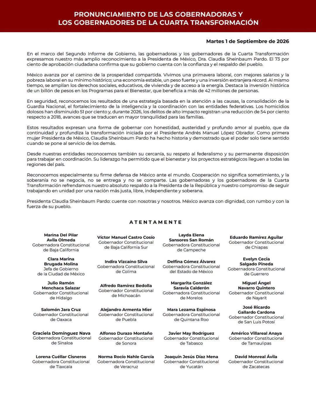 El documento resalta avances federales en materia de salarios, vivienda, educación y seguridad.