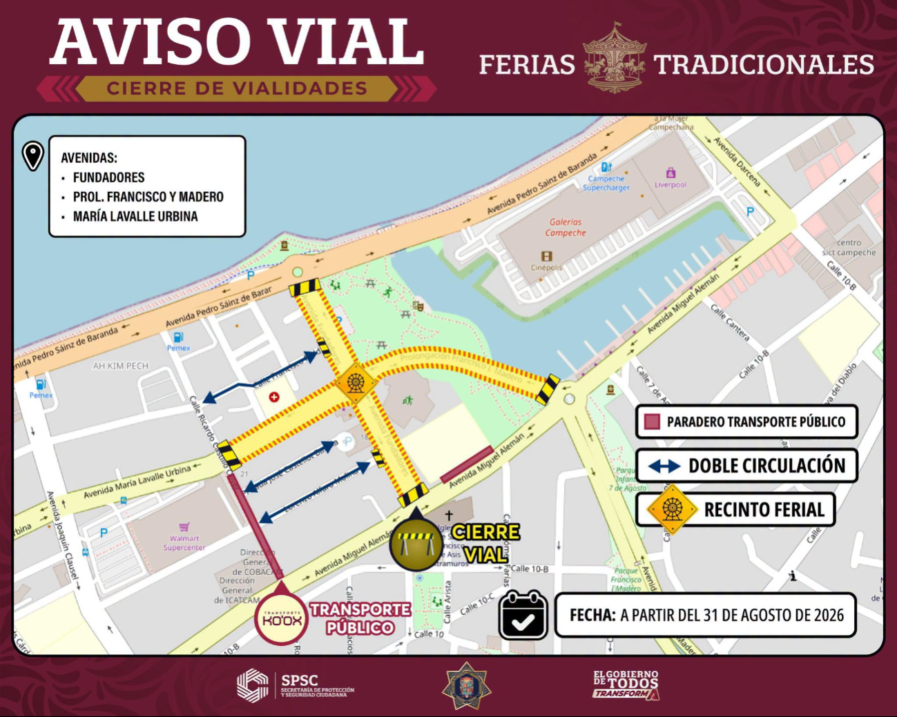 La SPSC pidió anticipar traslados y respetar los señalamientos.