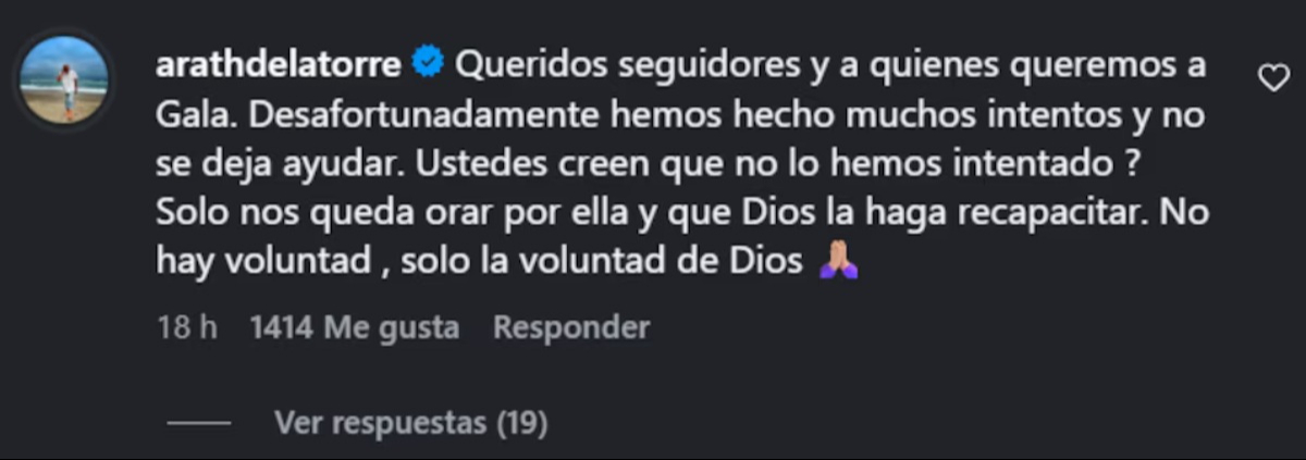 Arath de la Torre expresa que ha buscado ayudar a Gala Montes.