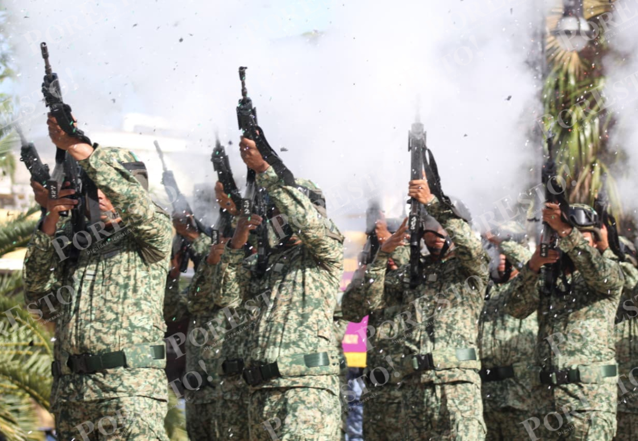 Elementos de la Marina Armada, Ejército, Guardia Nacional y Secretaría de Seguridad Pública participaron en el acto conmemorativo