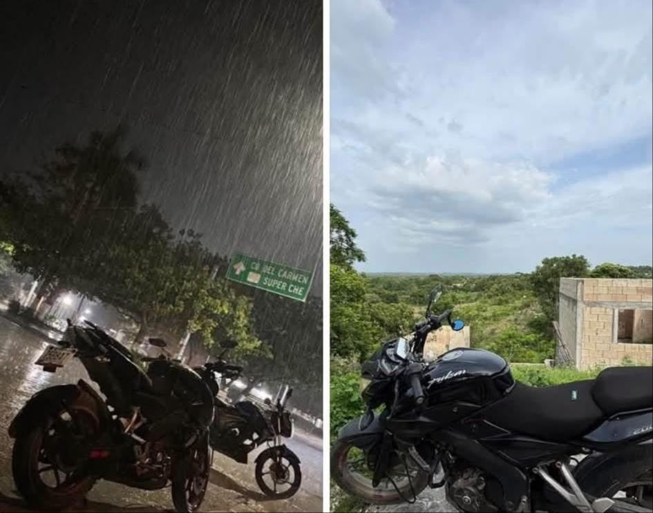 Se trató de una Pulsar NS200 con placas de Campeche.