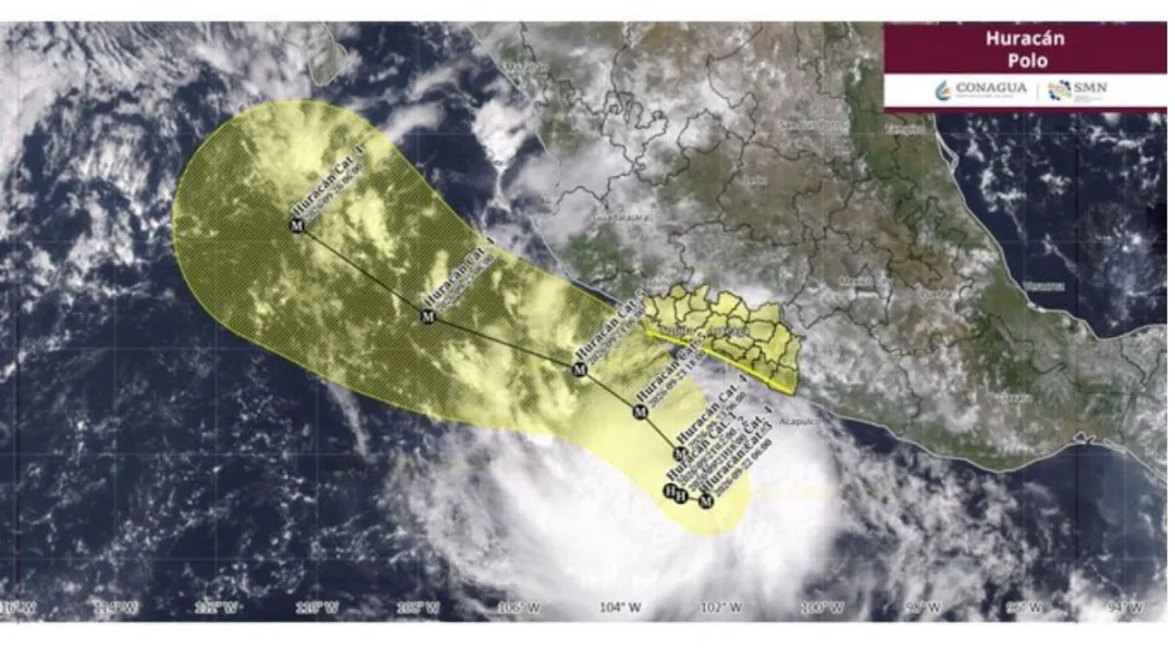 La circulación de Polo provocará lluvias fuertes a intensas principalmente en Guerrero, Michoacán, Colima y Jalisco