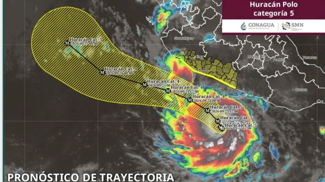 A las 6:00 horas de este martes el SMN reporta que el Huracán Polo ya es categoría 5