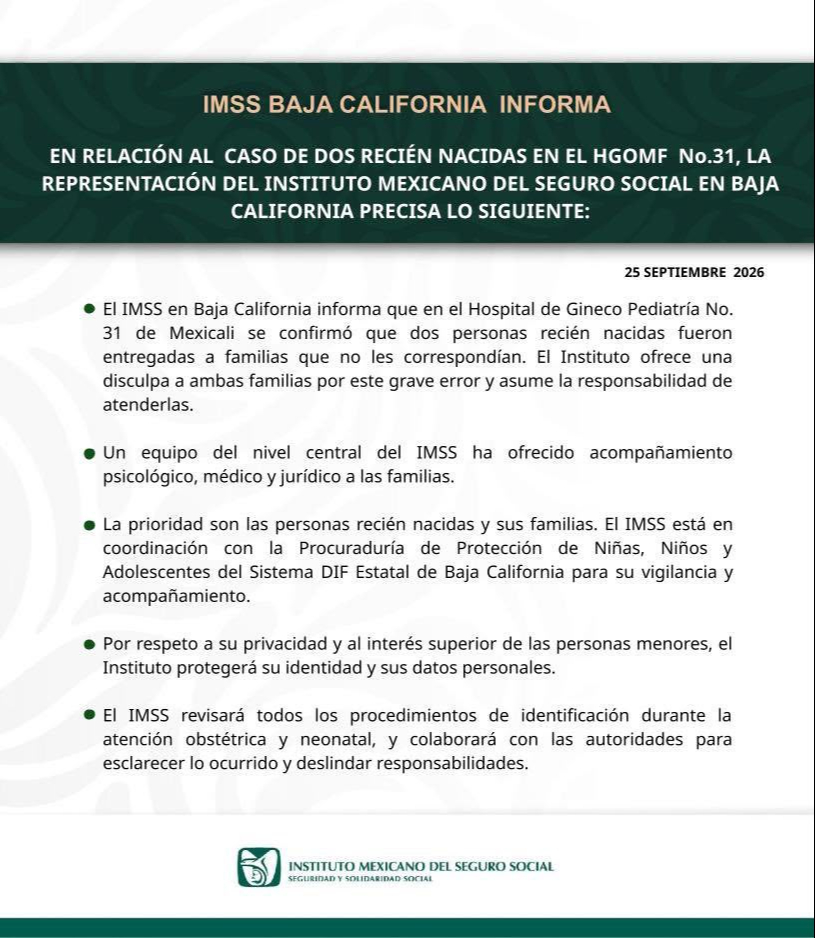 Comunicado del IMSS Baja California