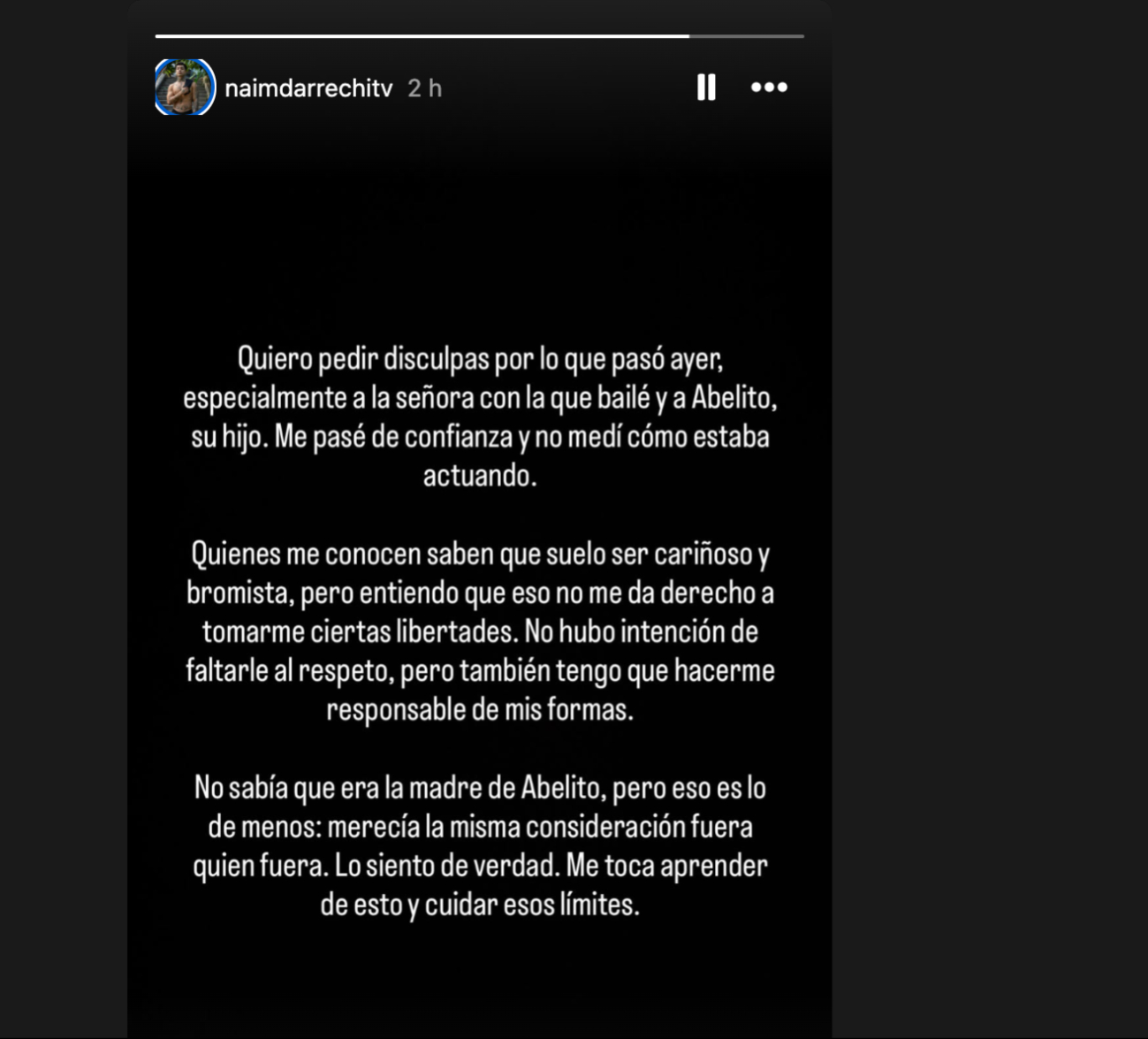 Las disculpas del influencer