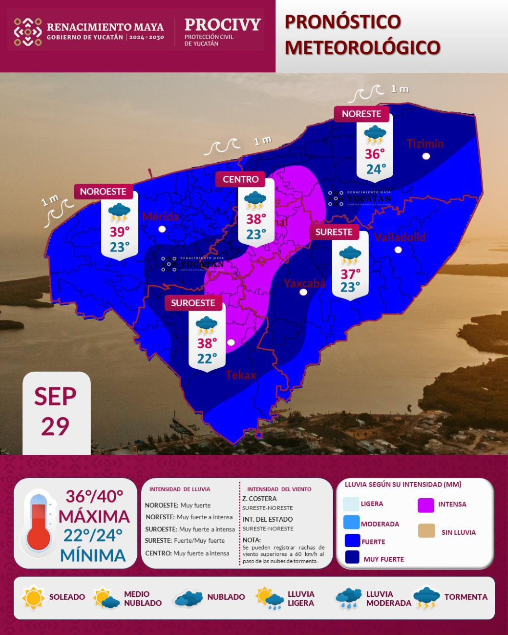 El pronóstico meteorológico corresponde a este martes 29 de septiembre.