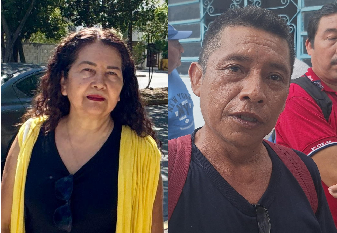 Natalia Méndez, residente  de Playa del Carmen y Agripino Tun, comisariado  de Francisco May