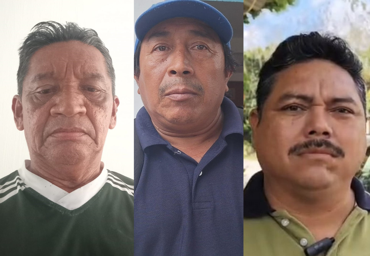 Alberto Santos (Chetumal), Teófilo Ku Dzib, representante  de la comunidad Tepich y Luis Arjona May (José María Morelos)