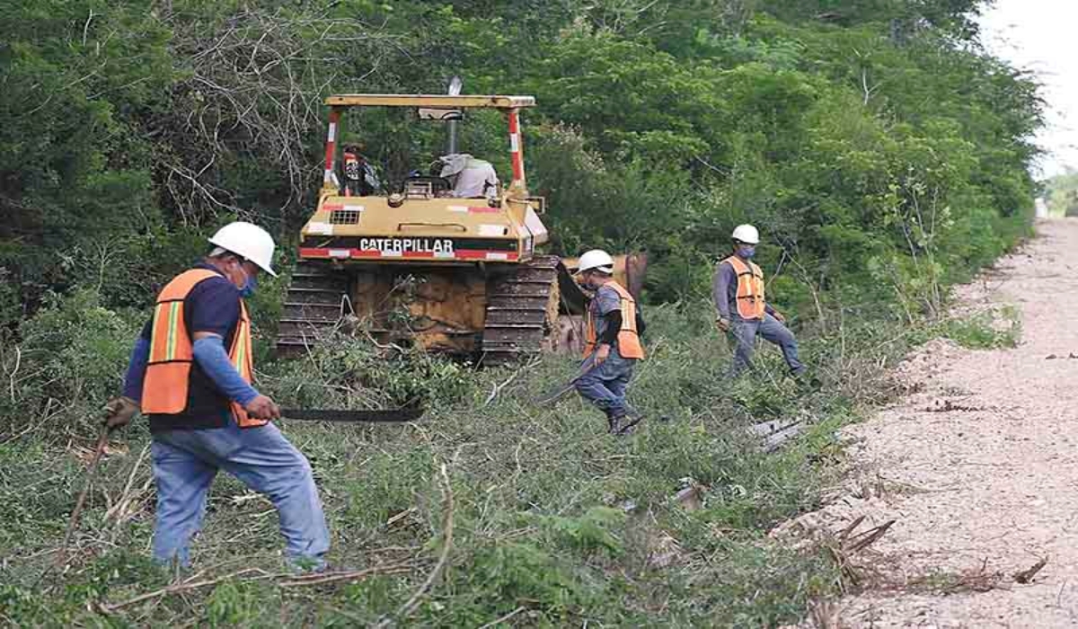 Los obreros colaboran en el Tramo 3, que recorre de Calkiní, Campeche, a Izamal. Fotos: Cuauhtémoc Moreno.