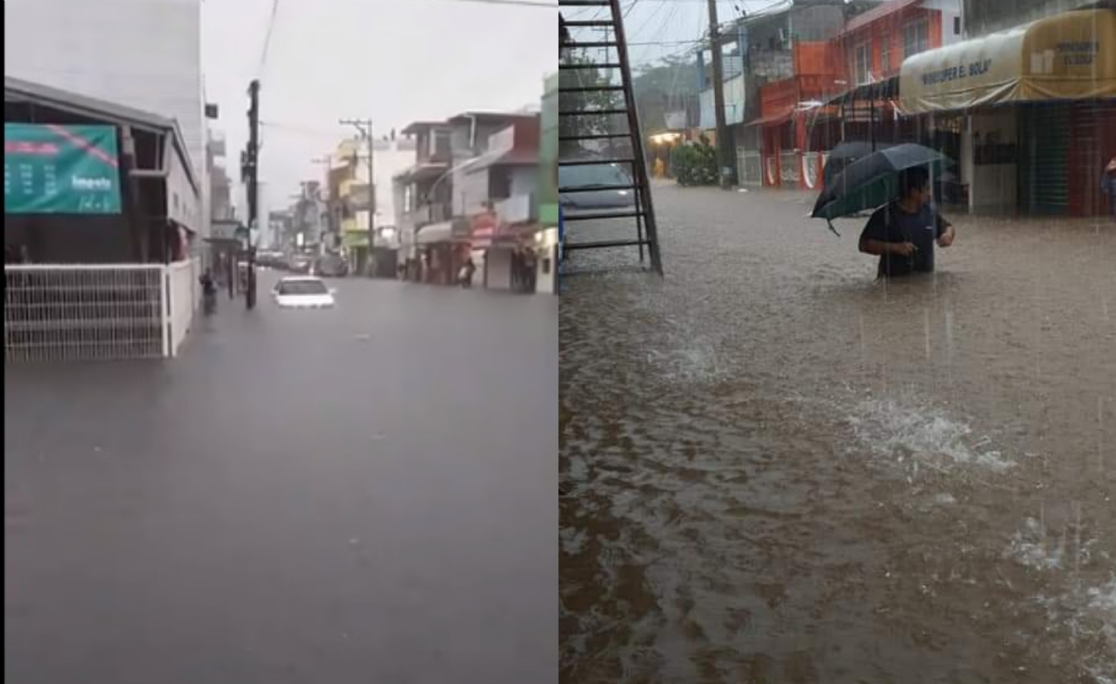 Calles, comercios, hospitales, son afectados por la inundación. Foto: Internet Calles, comercios, hospitales, son afectados por la inundación. Foto: Internet