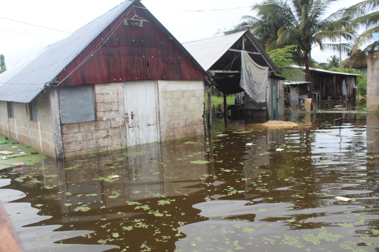 Las inundaciones han afectado al menos tres cuadras a la redonda en la comunidad Foto: Manuel Collí Las inundaciones han afectado al menos tres cuadras a la redonda en la comunidad Foto: Manuel Collí