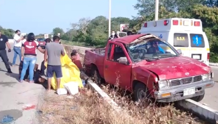 Siete albañiles resultan lesionados tras accidente en la Mérida-Motul