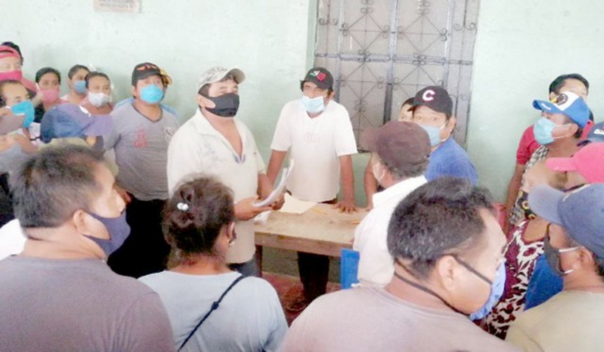 Ejidatarios de Pocboc rechazan pruebas del comisario por los pagos del Tren Maya