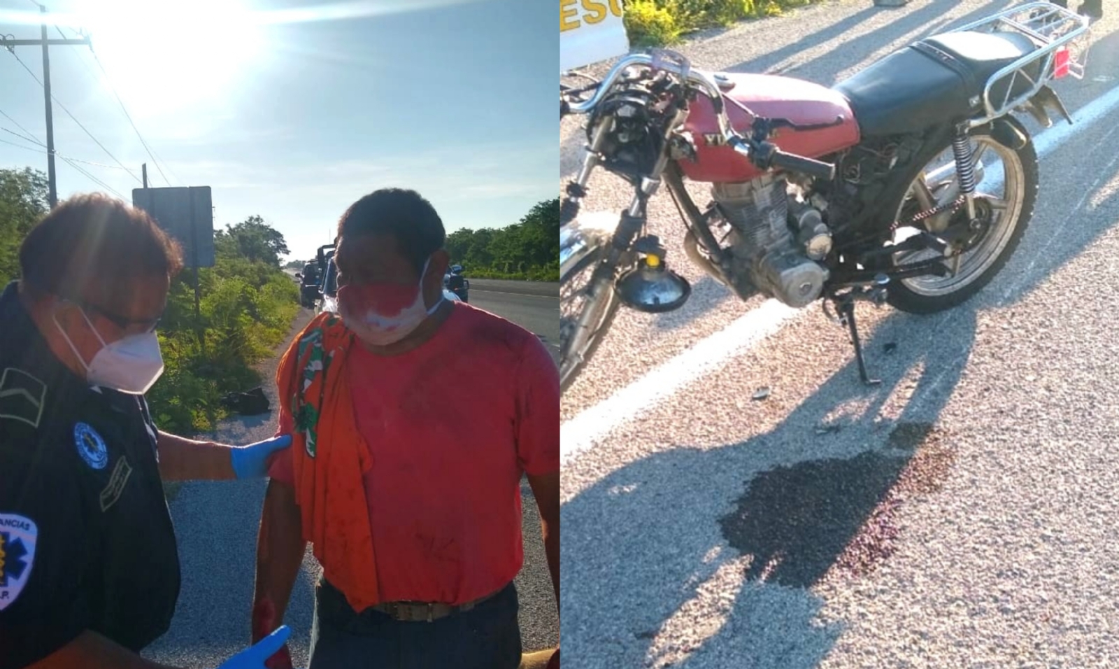 Por no atropellar a un perro motociclista derrapa varios metros en Motul