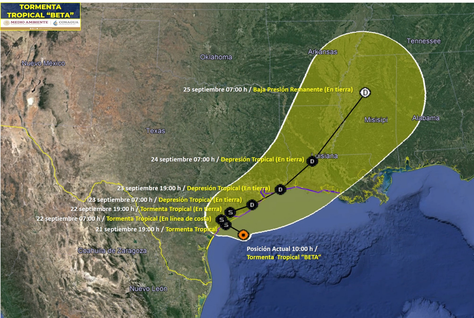 Tormenta Beta amenaza a Texas con marejada ciclónica (Conagua) Tormenta Beta amenaza a Texas con marejada ciclónica (Conagua)