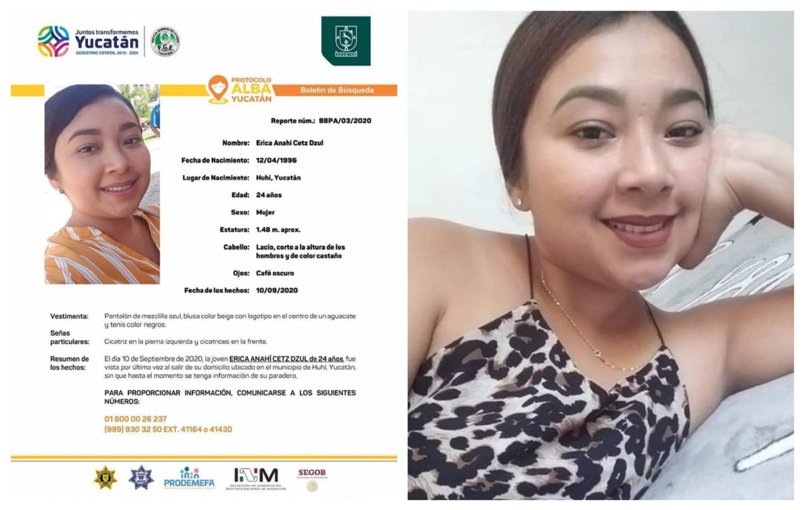 La joven se encuentra desaparecida desde el pasado 10 de septiembre de 2020 Foto: FGE