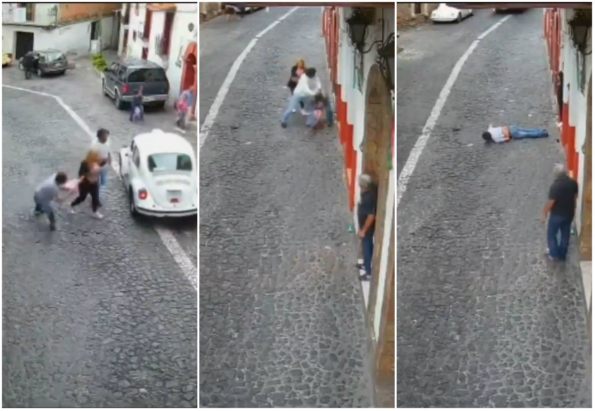 Ladrón termina golpeado tras intentar robar la bolsa a una mujer (VIDEO)