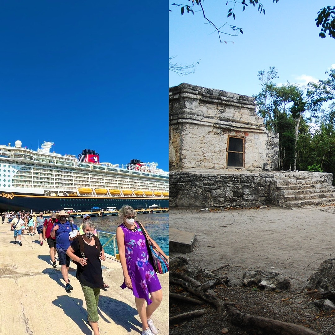 Los cruceristas no perdieron tiempo para conocer la bella Isla de Cozumel y comenzaron su aventura en la zona arqueológica
