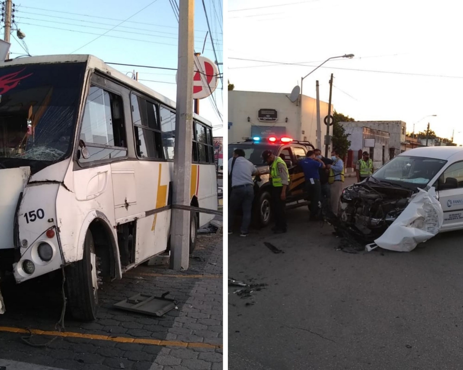 Los pasajeros del autobús tuvieron lesiones leves, el conductor de la camioneta tuvo lesiones en la cara y golpes en el cuerpo Los pasajeros del autobús tuvieron lesiones leves, el conductor de la camioneta tuvo lesiones en la cara y golpes en el cuerpo