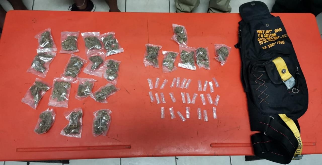 Un binomio canino de la unidad K-9 dio aviso a los agentes quienes realizaron una inspección a los hombres Un binomio canino de la unidad K-9 dio aviso a los agentes quienes realizaron una inspección a los hombres