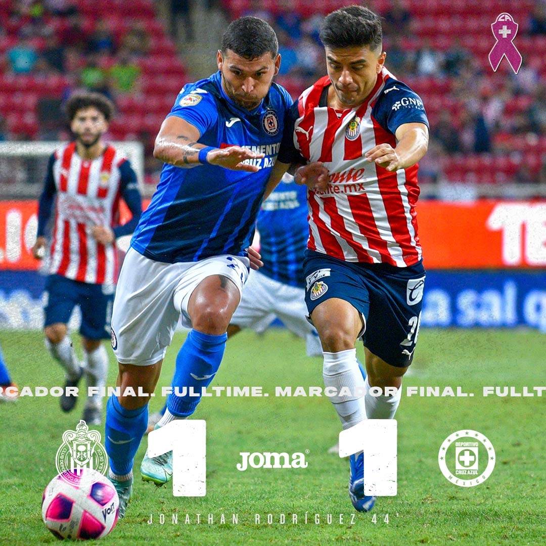 Chivas logra agónico empate ante Cruz Azul y mantiene sus esperanzas en la Liga MX