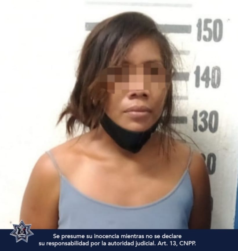 Los policías procedieron con el aseguramiento de Hilaria "N" de 23 años de edad Los policías procedieron con el aseguramiento de Hilaria "N" de 23 años de edad