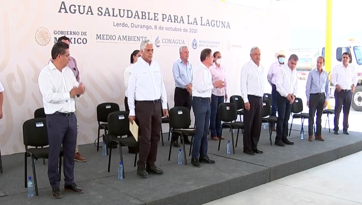 El presidente Andrés Manuel López Obrador encabeza el evento al Seguimiento de Agua Saludable por la Laguna, en Lerdo Durango El presidente Andrés Manuel López Obrador encabeza el evento al Seguimiento de Agua Saludable por la Laguna, en Lerdo Durango