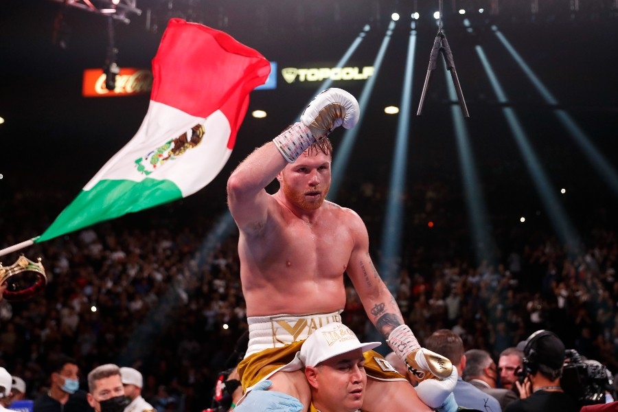 El canelo durante su victoria el sábado que le dio otro título de campeón