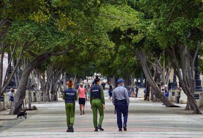 La policía disuadió a varios manifestantes por su fuerte presencia en la calle La policía disuadió a varios manifestantes por su fuerte presencia en la calle