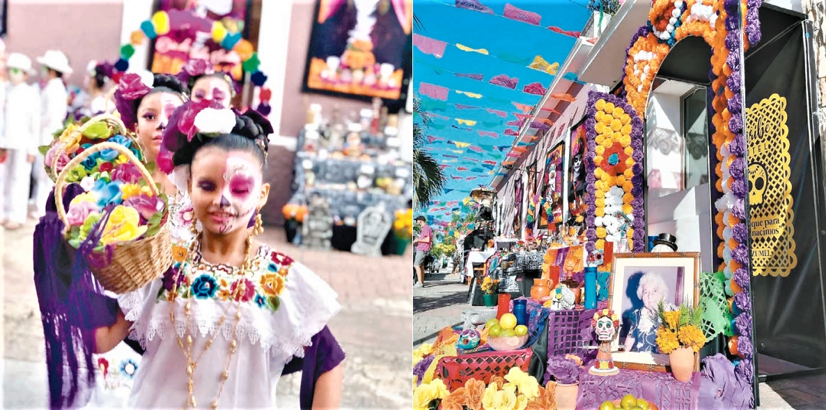 Decenas de turistas y locales fueron atraídos por el festival realizado por los hoteles, alusiva al Hanal Pixán en Cozumel