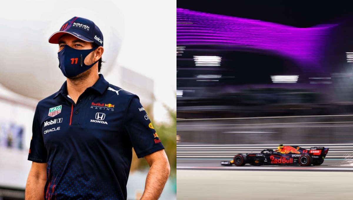 El piloto mexicano Checo Pérez celebró la pole que logró Max Verstappen para el Gran Premio de Abu Dabi, una estrategia que dijo fue “perfecta” para Red Bull. Foto: Twitter @SChecoPerez
