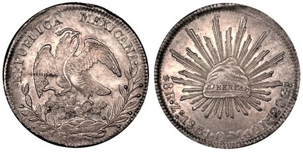 La moneda de 8 reales se fabricaba con plata pura extraída de las minas de Zacatecas La moneda de 8 reales se fabricaba con plata pura extraída de las minas de Zacatecas
