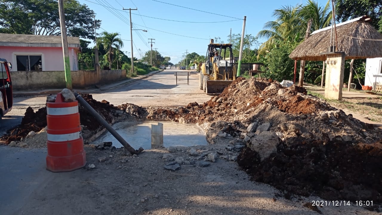 Tubería rota causa desabasto de agua potable en Kantunilkín