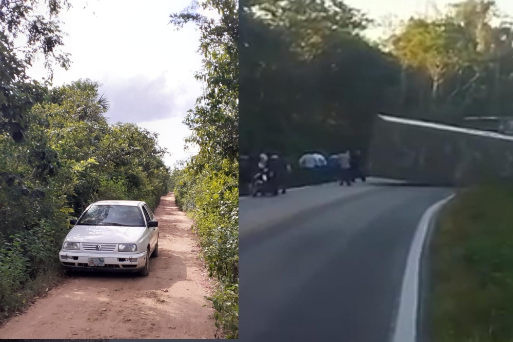 Durante el tiempo que se mantuvo cerrado el paso de la carretera José María Morelos-Polyuc, los automovilistas usaron un camino de terrecería