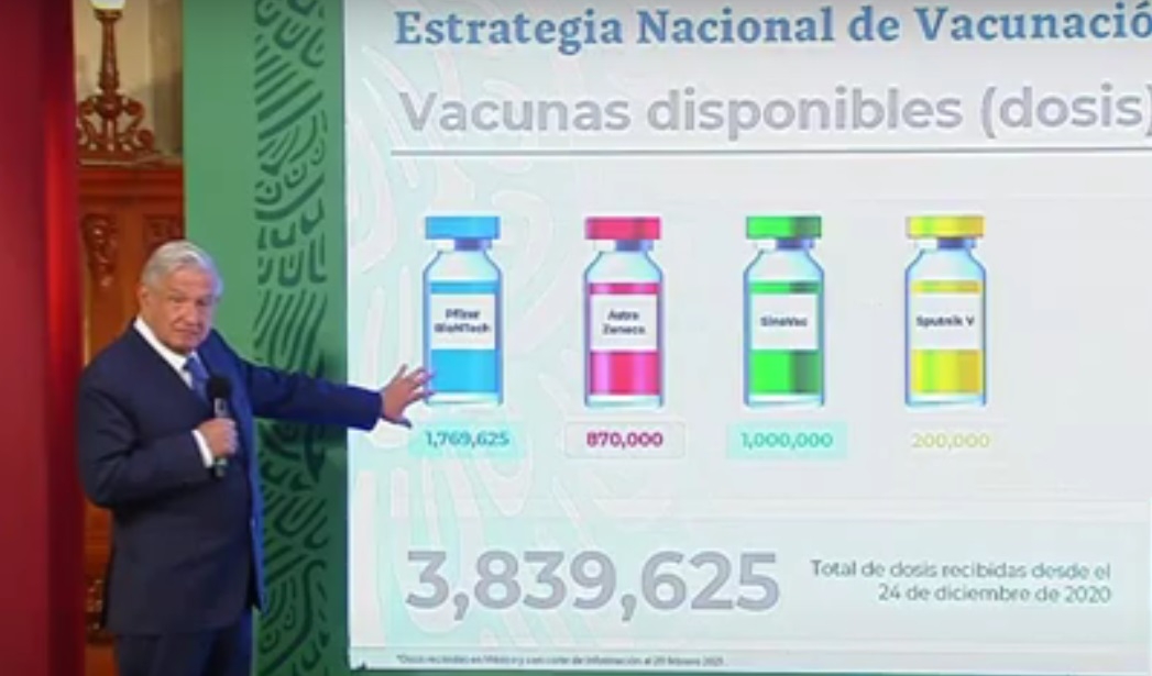 AMLO aseguró que México ha recibido más de tres millones y medio de vacunas anticovid