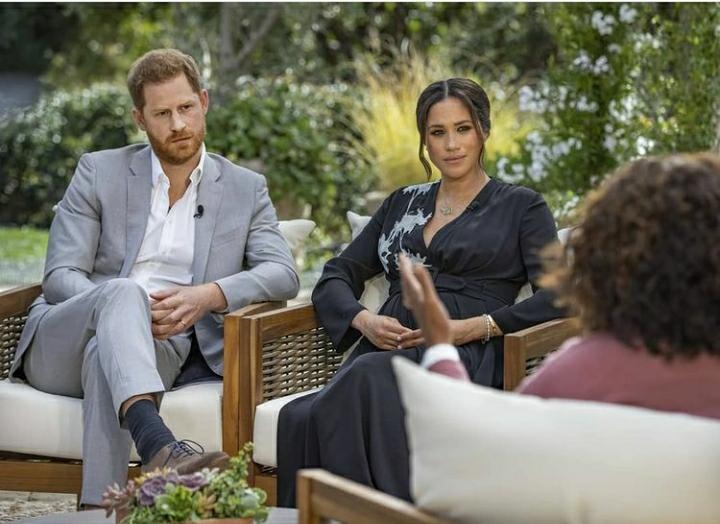 Harry y Mehgan durante una entrevista con Oprah Winfrey
